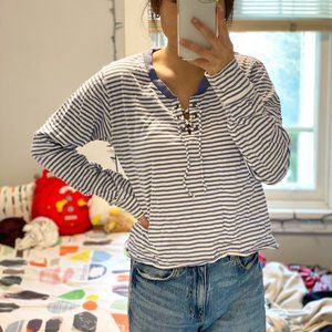 Hollister Blue Lace Up Long Sleeve